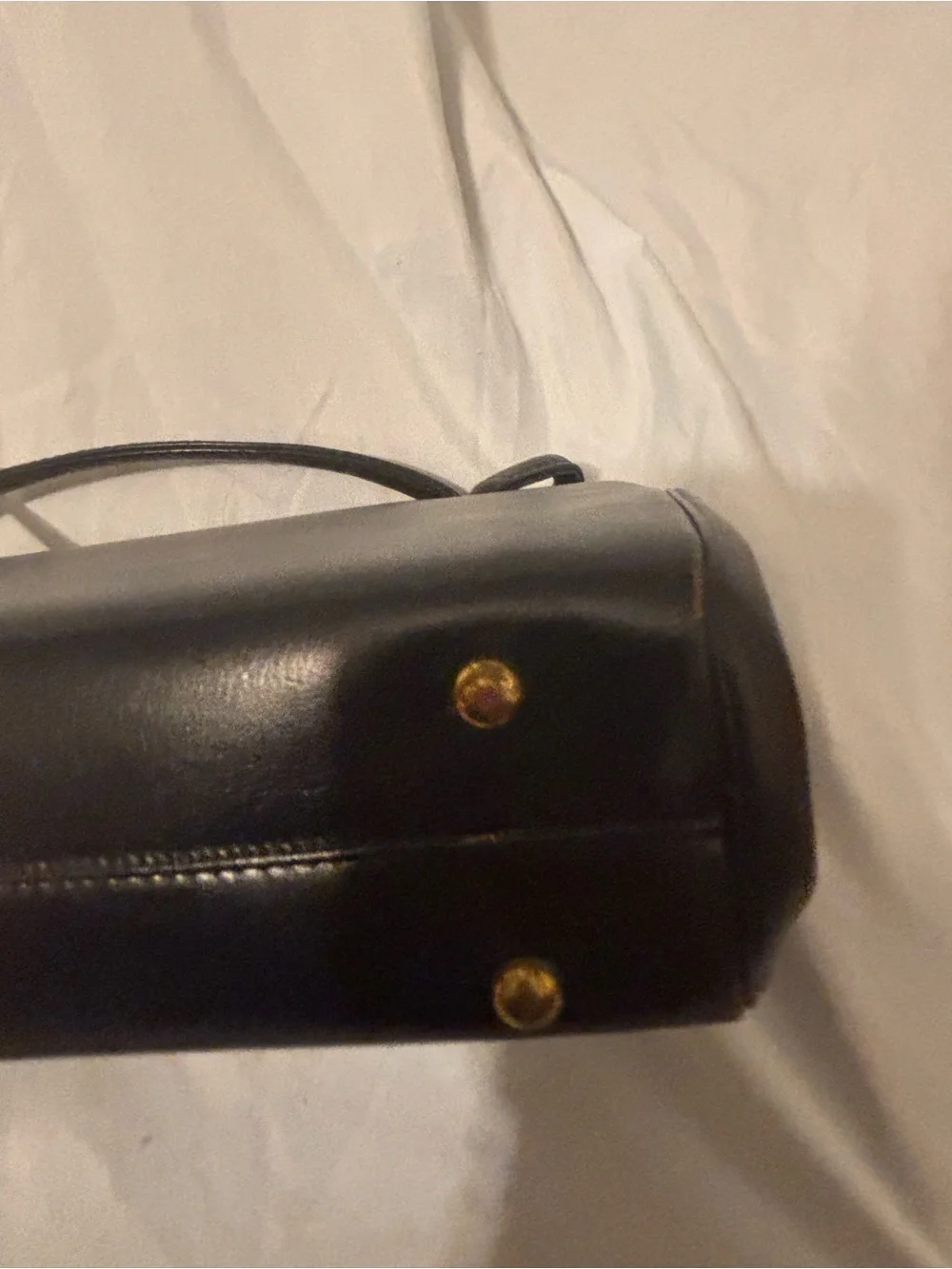 Classic Vintage Navy Kadin Leather Satchel with Top Handles